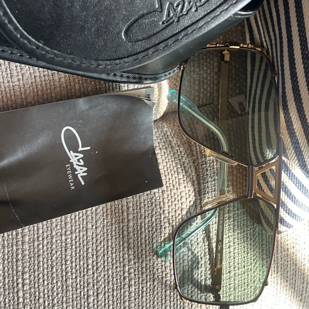 Cazal Gold Aviator Sunglasses with Double Bridge